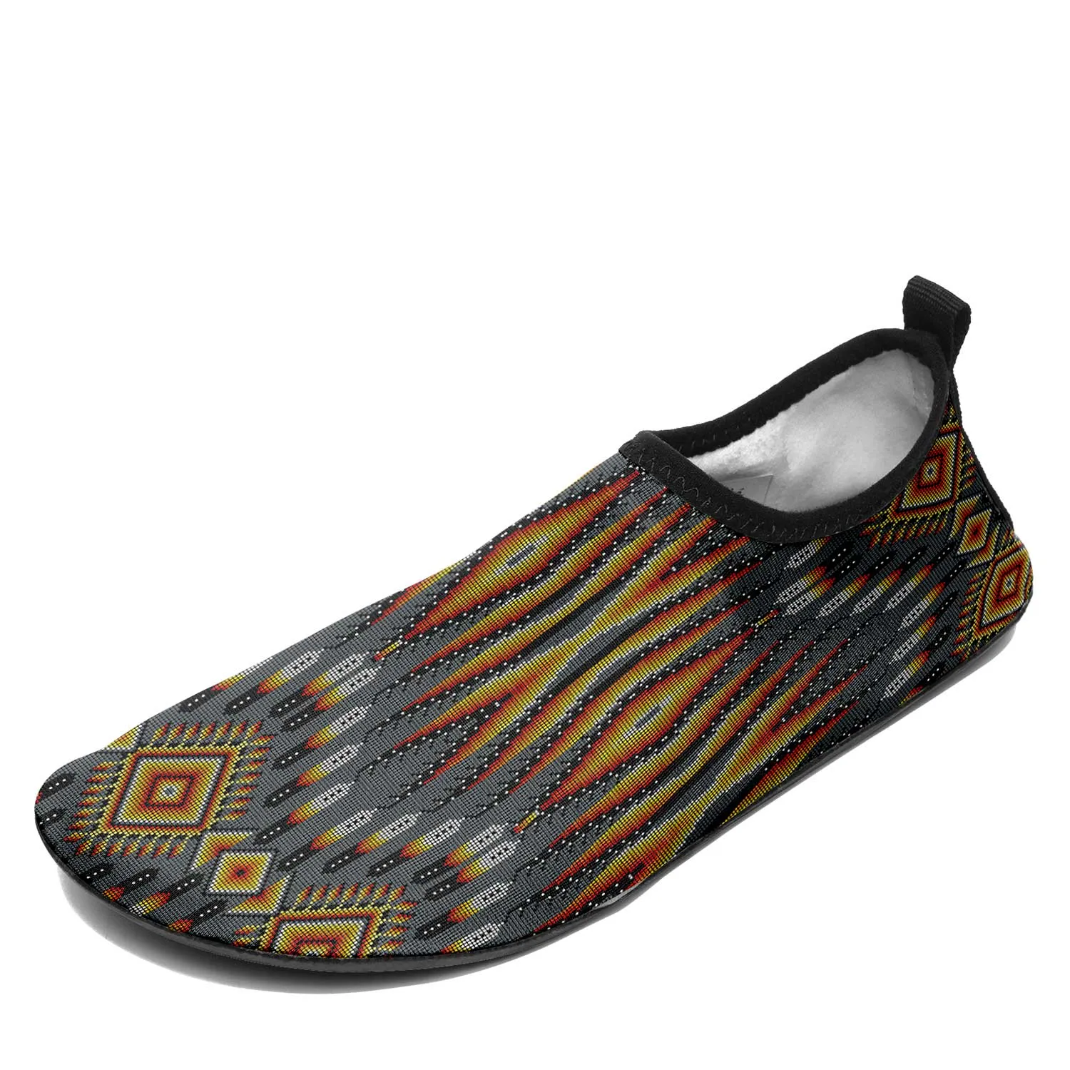 Fire Feather Grey Kid's Sockamoccs Slip On Shoes