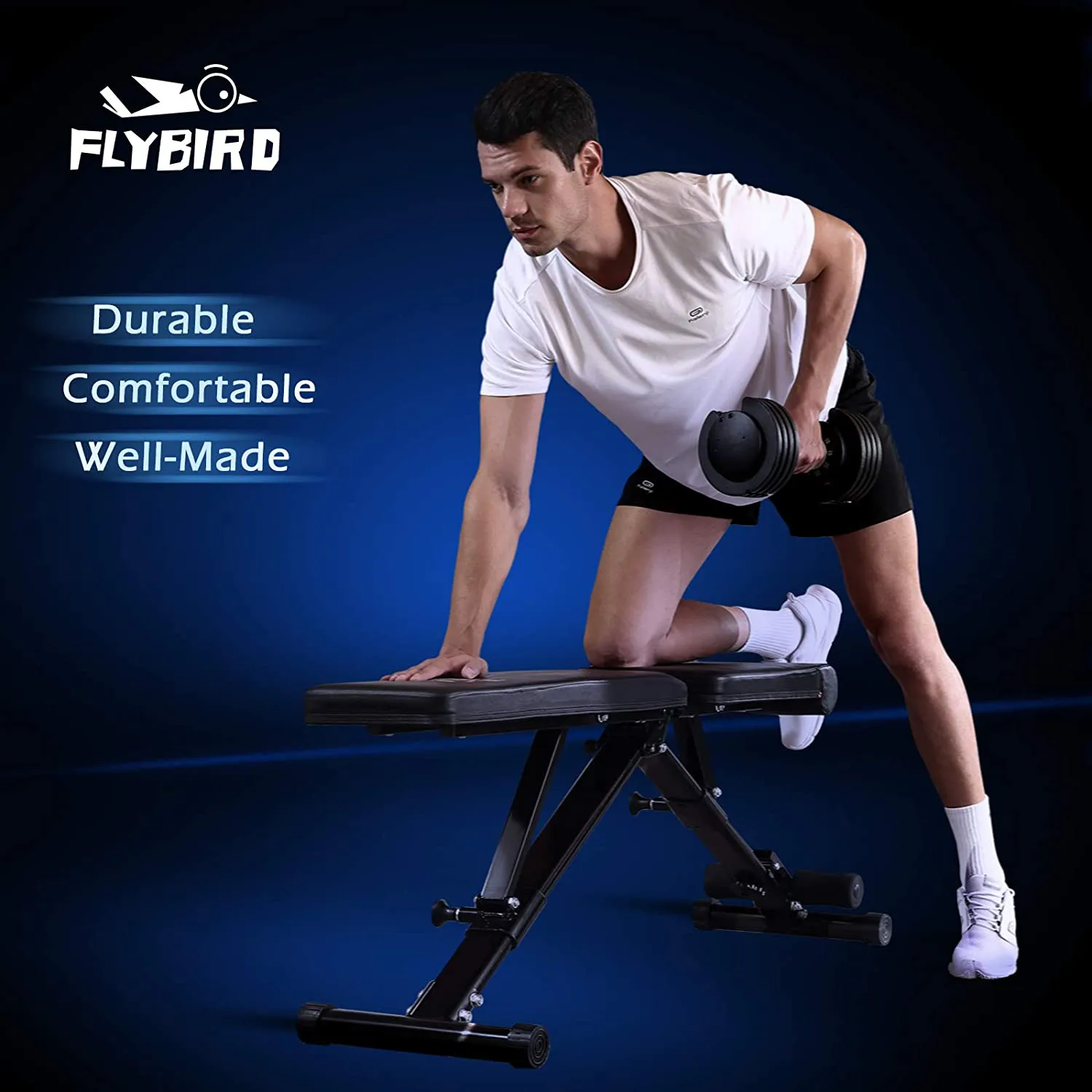 FLYBIRD Weight Bench, Adjustable Strength Training Bench for Full Body Workout with Fast Folding- 2021 Version