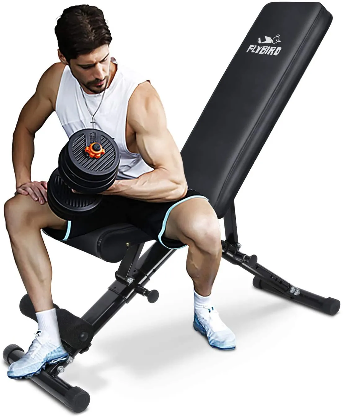 FLYBIRD Weight Bench, Adjustable Strength Training Bench for Full Body Workout with Fast Folding- 2021 Version