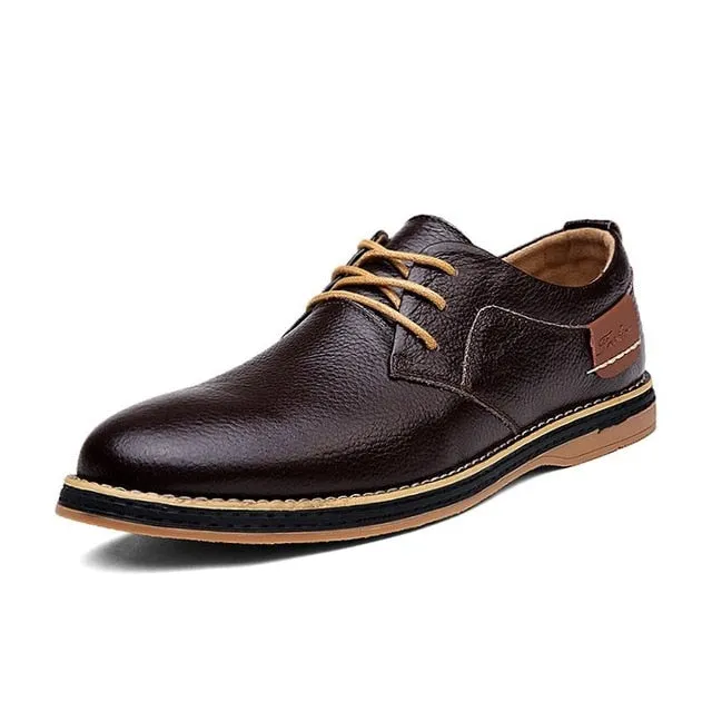 Genuine Leather NobeDress Shoes Brogue Lace Up Flats For Men