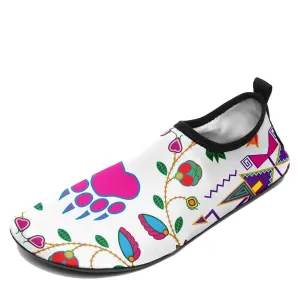 Geometric Floral Fall White Sockamoccs Kid's Sockamoccs Slip On Shoes