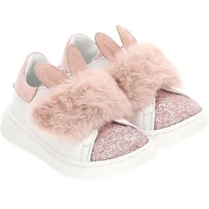 Girls White & Pink Bunny Trainers