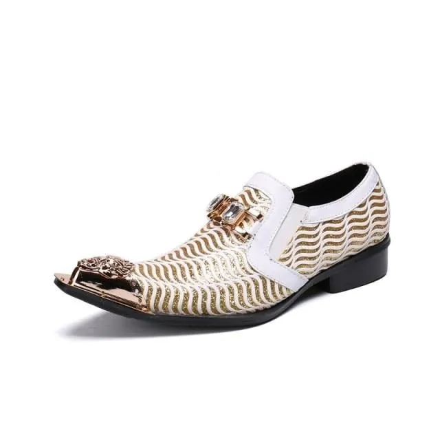 GlamLeather Glittering Exotic Pattern Pointed Toe Oxfords