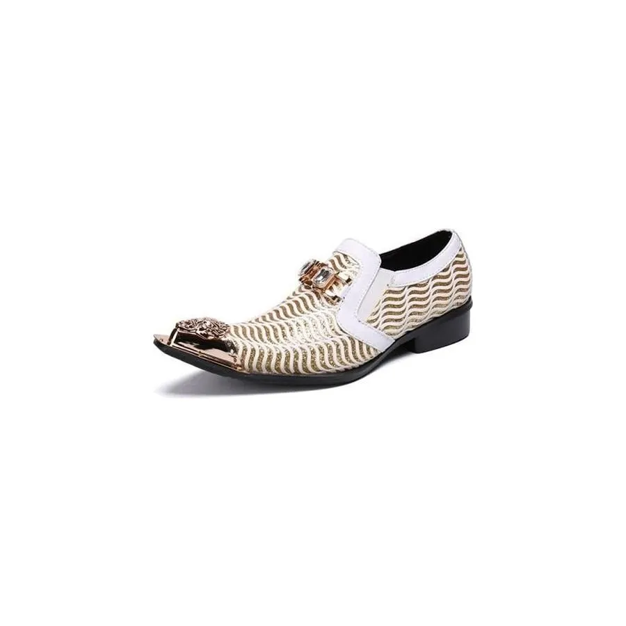 GlamLeather Glittering Exotic Pattern Pointed Toe Oxfords