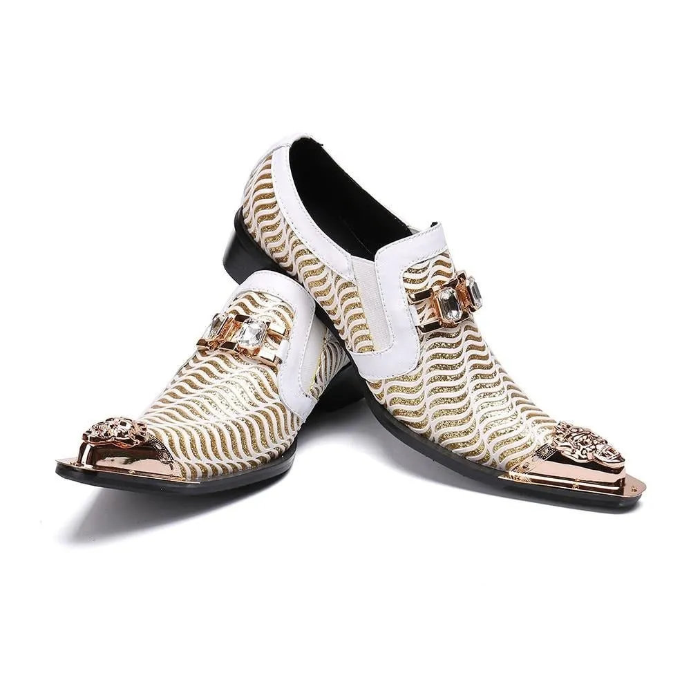 GlamLeather Glittering Exotic Pattern Pointed Toe Oxfords