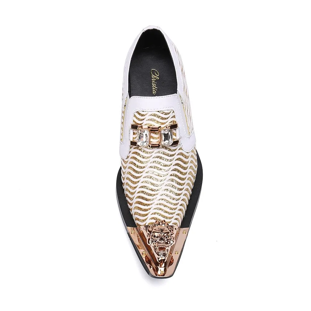 GlamLeather Glittering Exotic Pattern Pointed Toe Oxfords