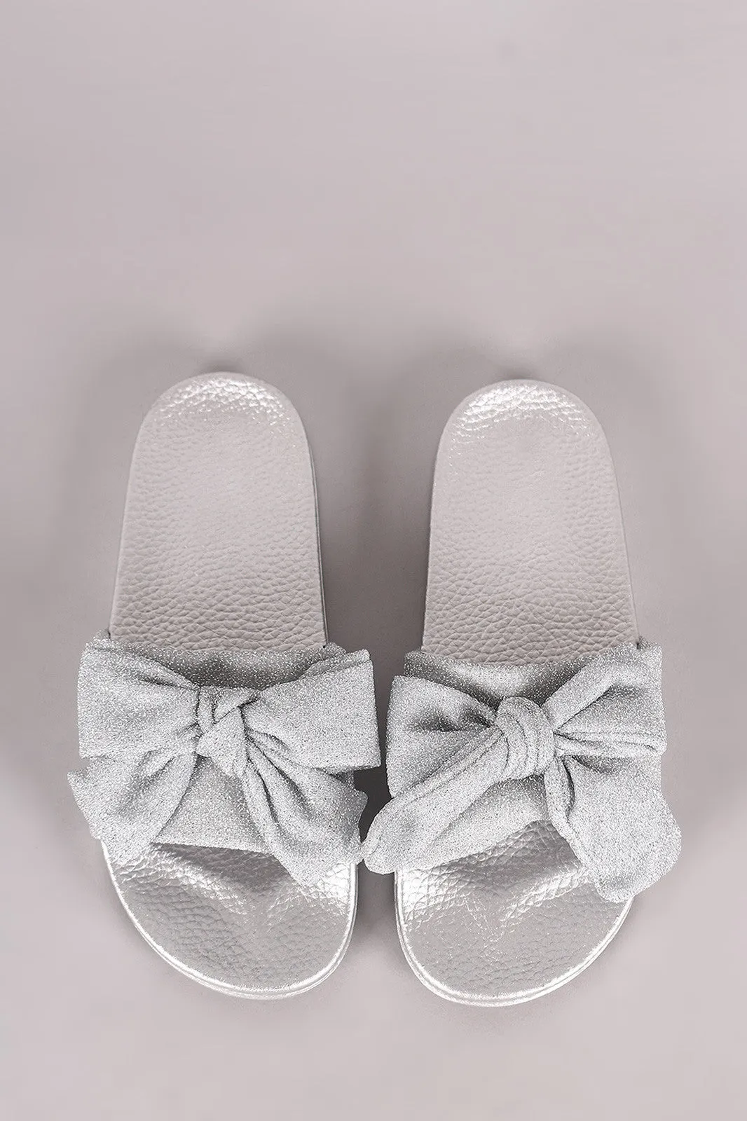 Glitter Oversized Bow Slide Sandal