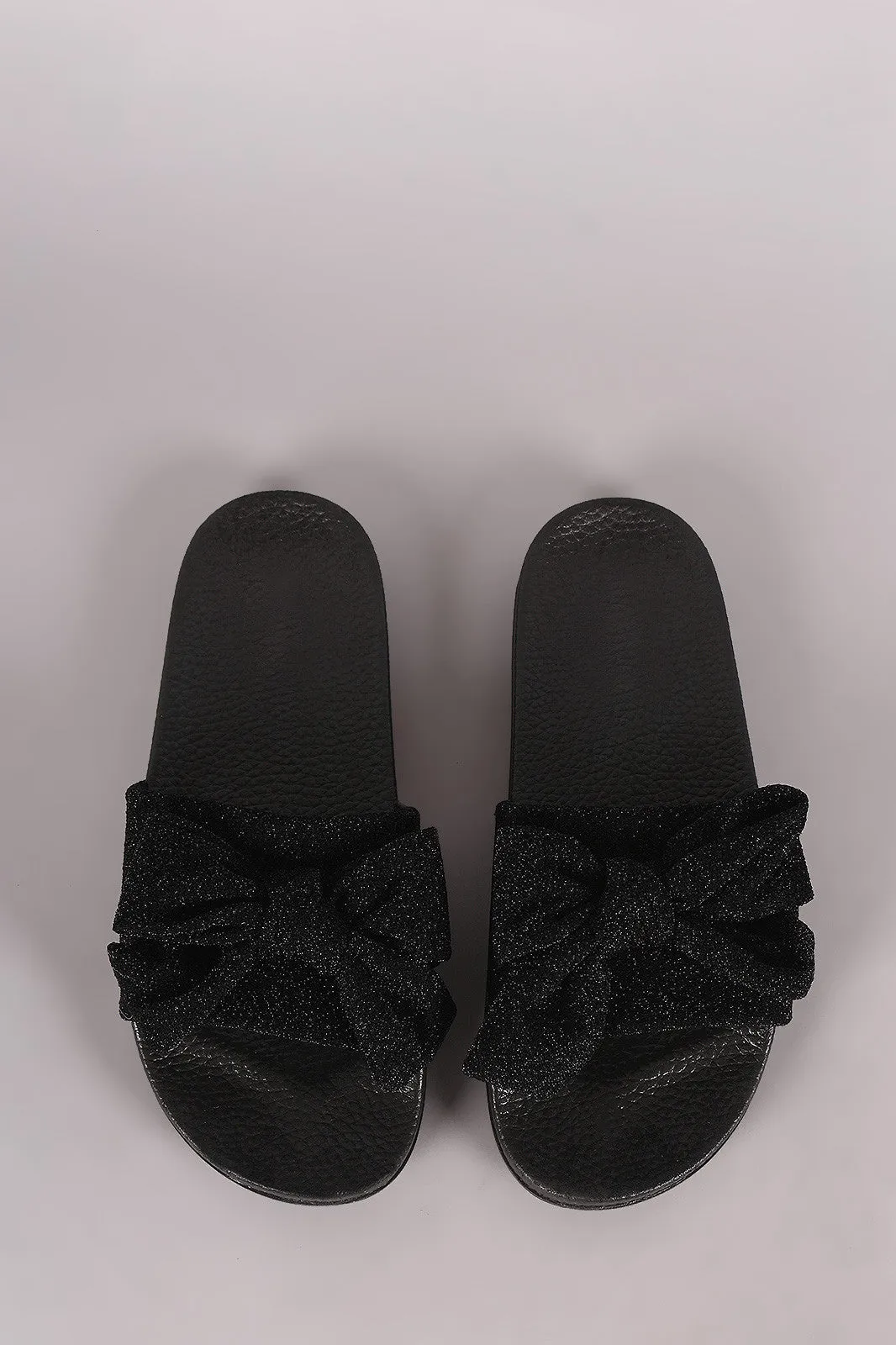 Glitter Oversized Bow Slide Sandal