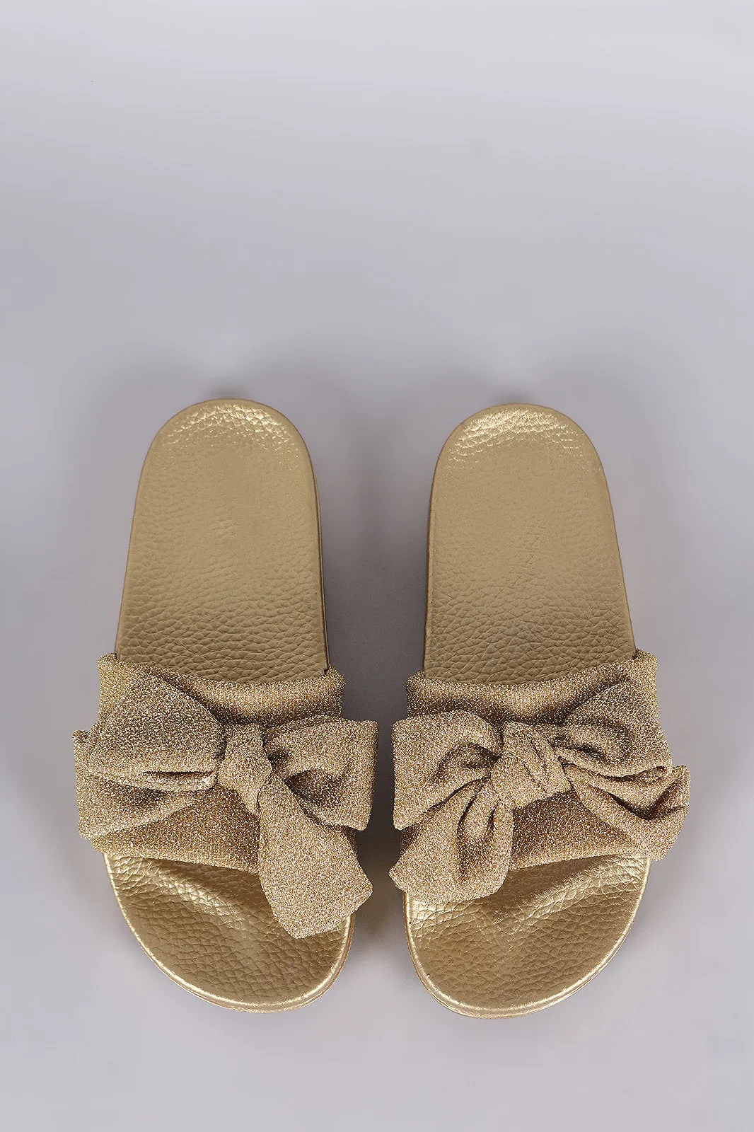 Glitter Oversized Bow Slide Sandal