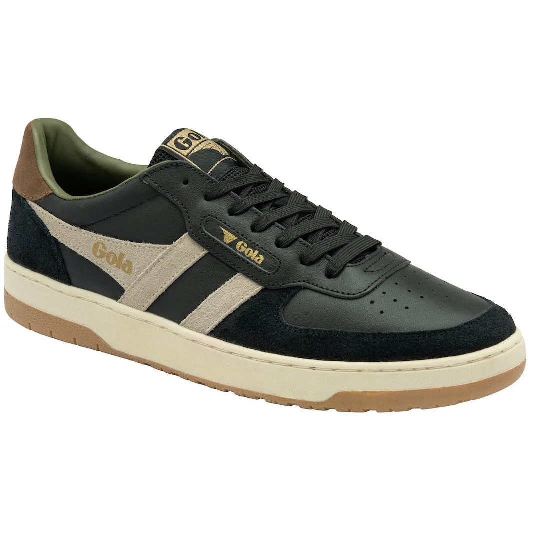 Gola Hawk Mens Black Leather Lace Up Trainers