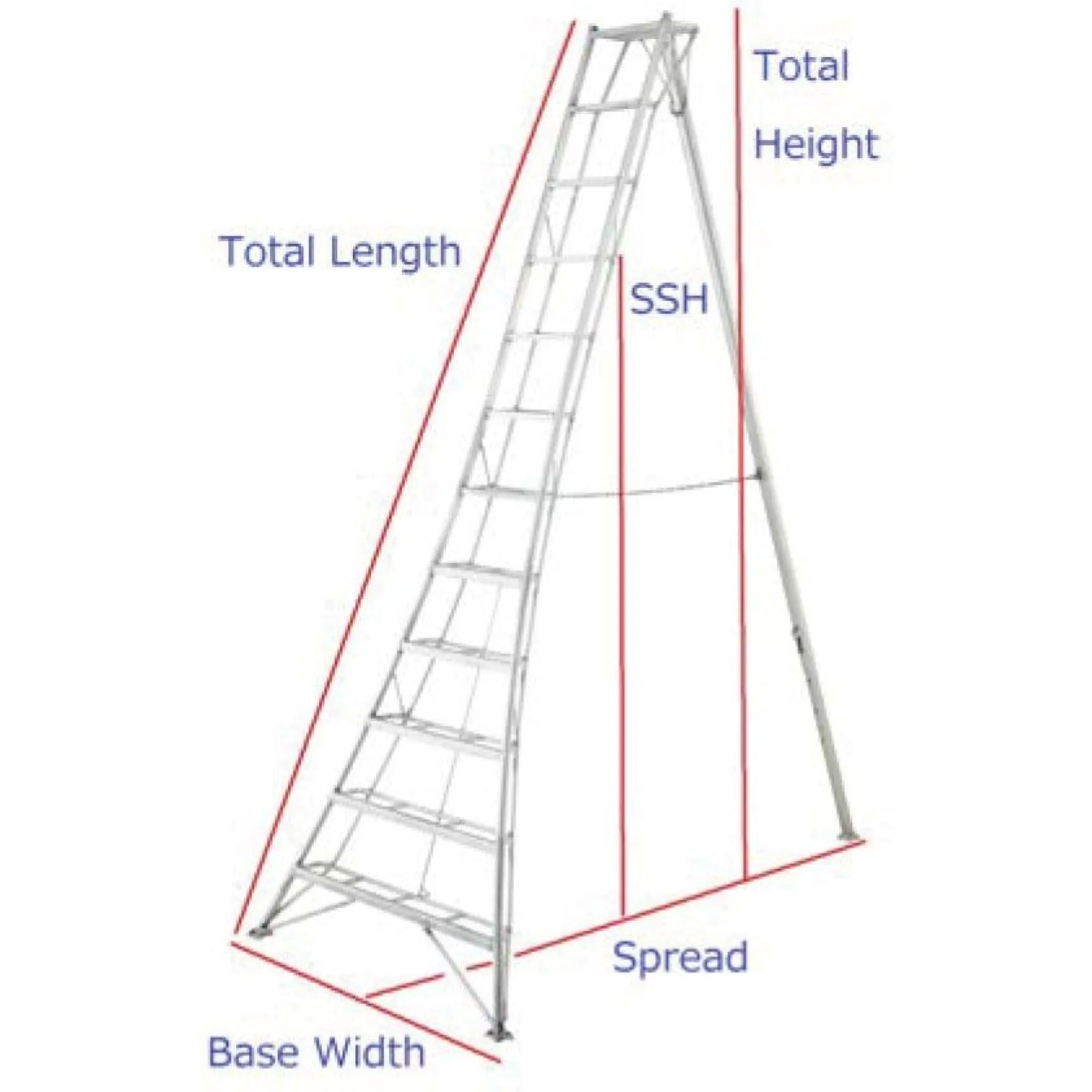 Hasegawa GSC-10AS 10' Tripod Ladder ANSI 300 LB Rating