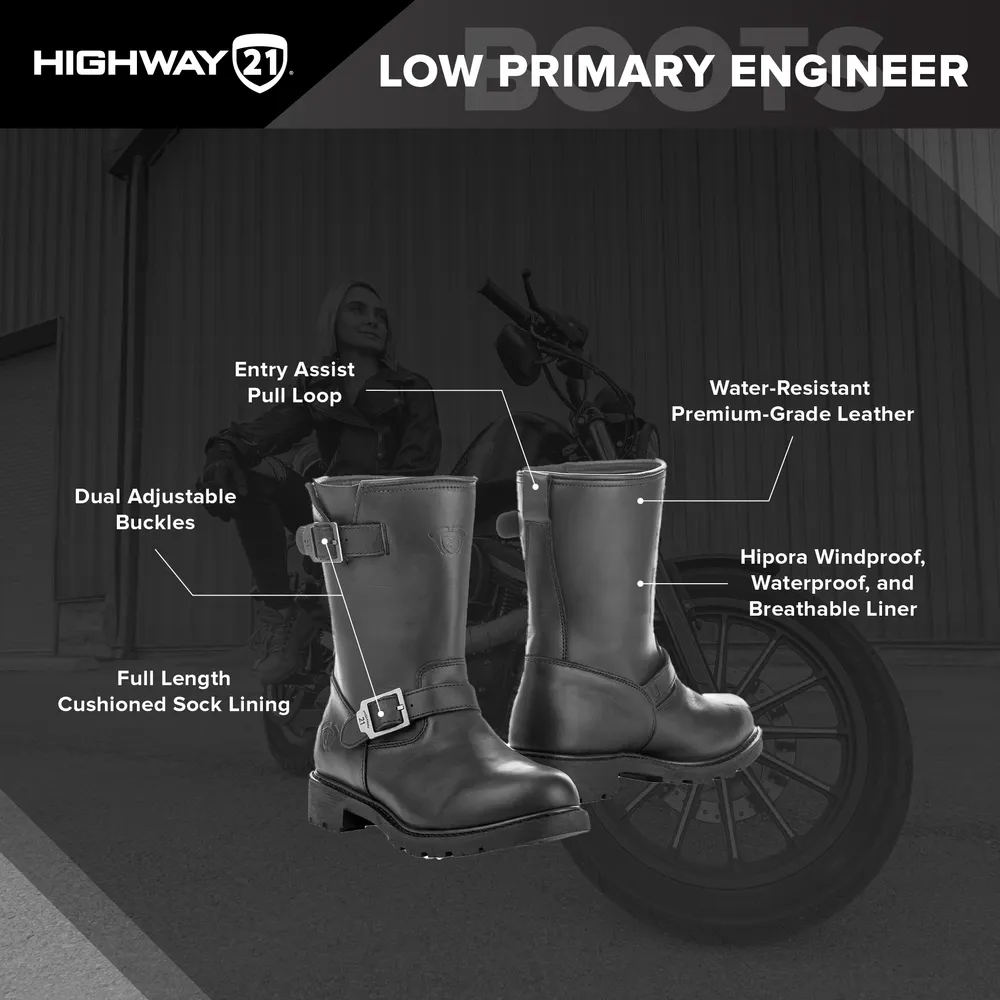 Highway 21 Primary Engineer Short Leather Motorcycle Riding Boots