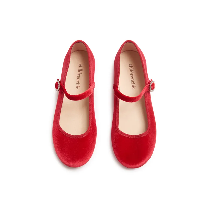 Holiday Velvet Mary Janes in Red by childrenchic