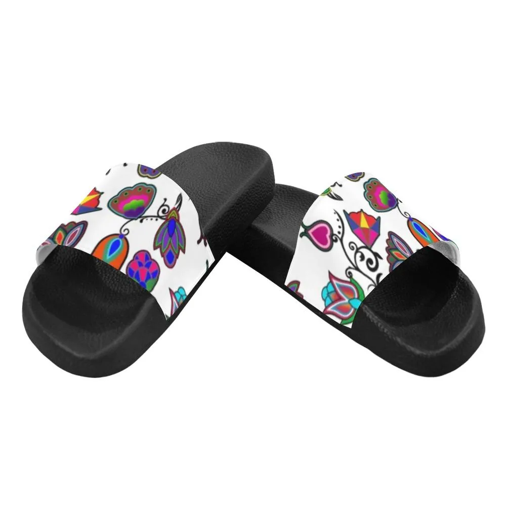 Indigenous Paisley White Women's Slide Sandals