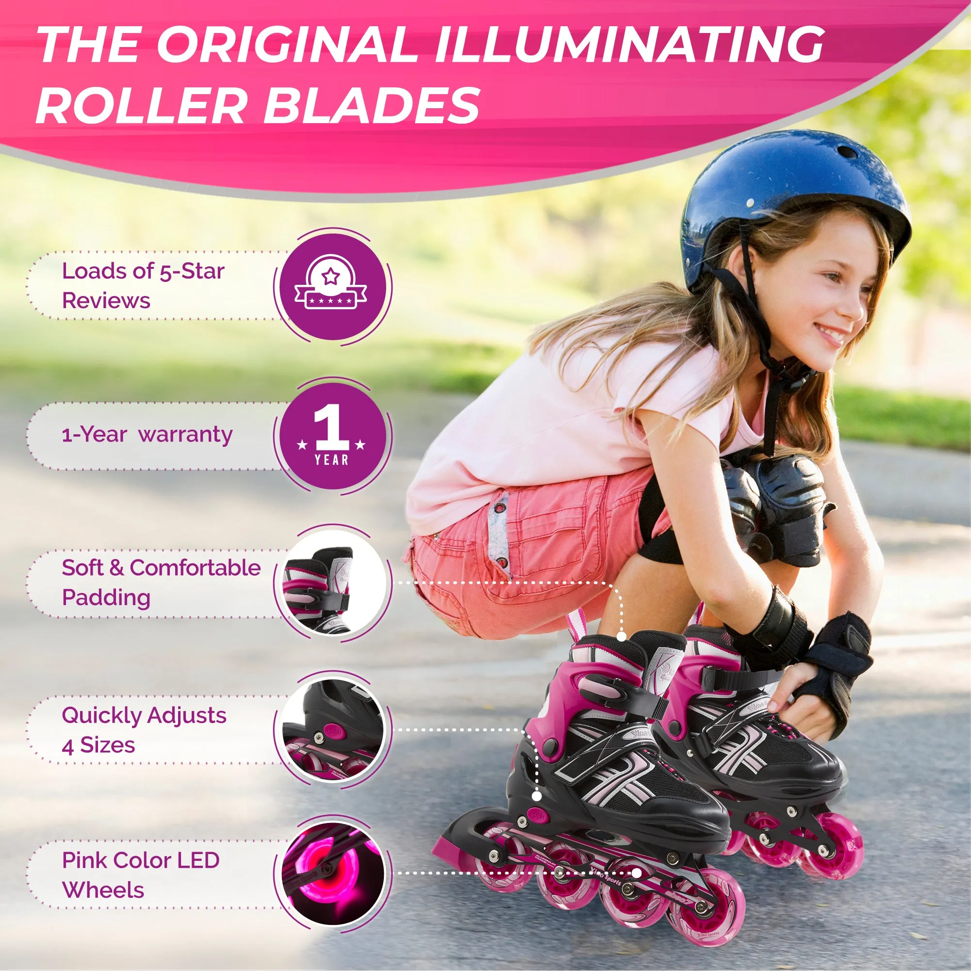 Inline Skates for Kids | Adjustable Girls, Boys Inline Skates