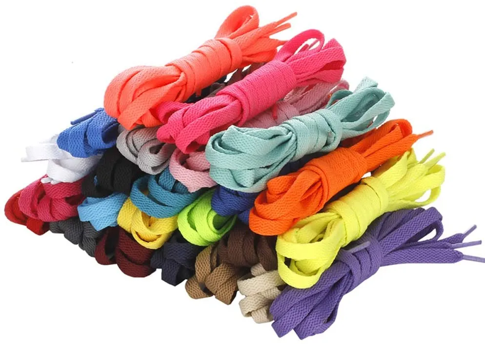 Juipniss | 20 Pairs Flat Colored Shoelaces for Sneakers | 40'' colored