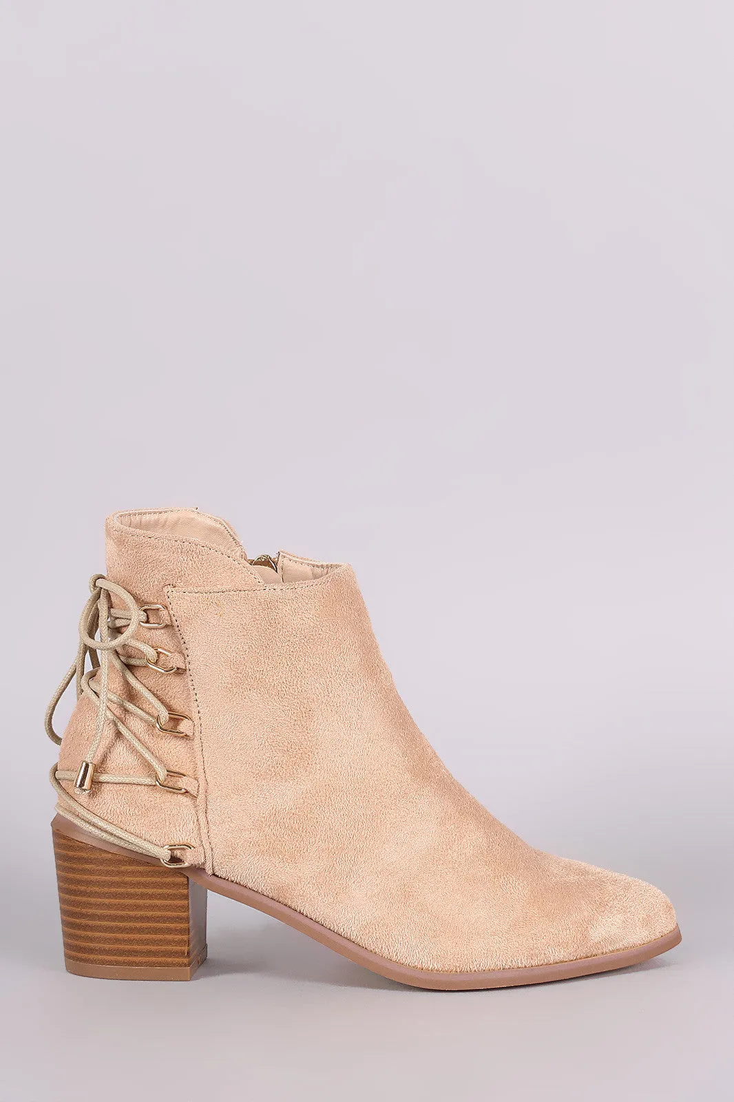 Liliana Suede Back Lace-Up Chunky Heeled Ankle Boots