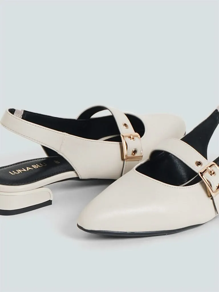 LUNA BLU Ivory Mary Jane Sling Back Shoes