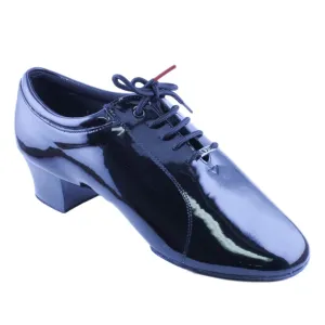 Men's Latin Dance Shoes, Model 419, Black Patent Leather