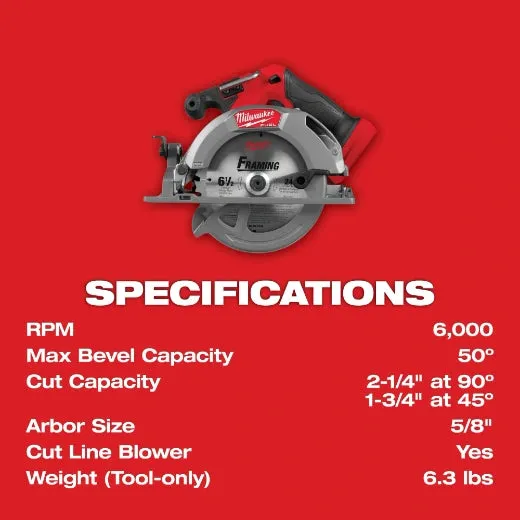 Milwaukee 2833-20 M18 FUEL™ 6-1/2" Circular Saw (Tool Only)