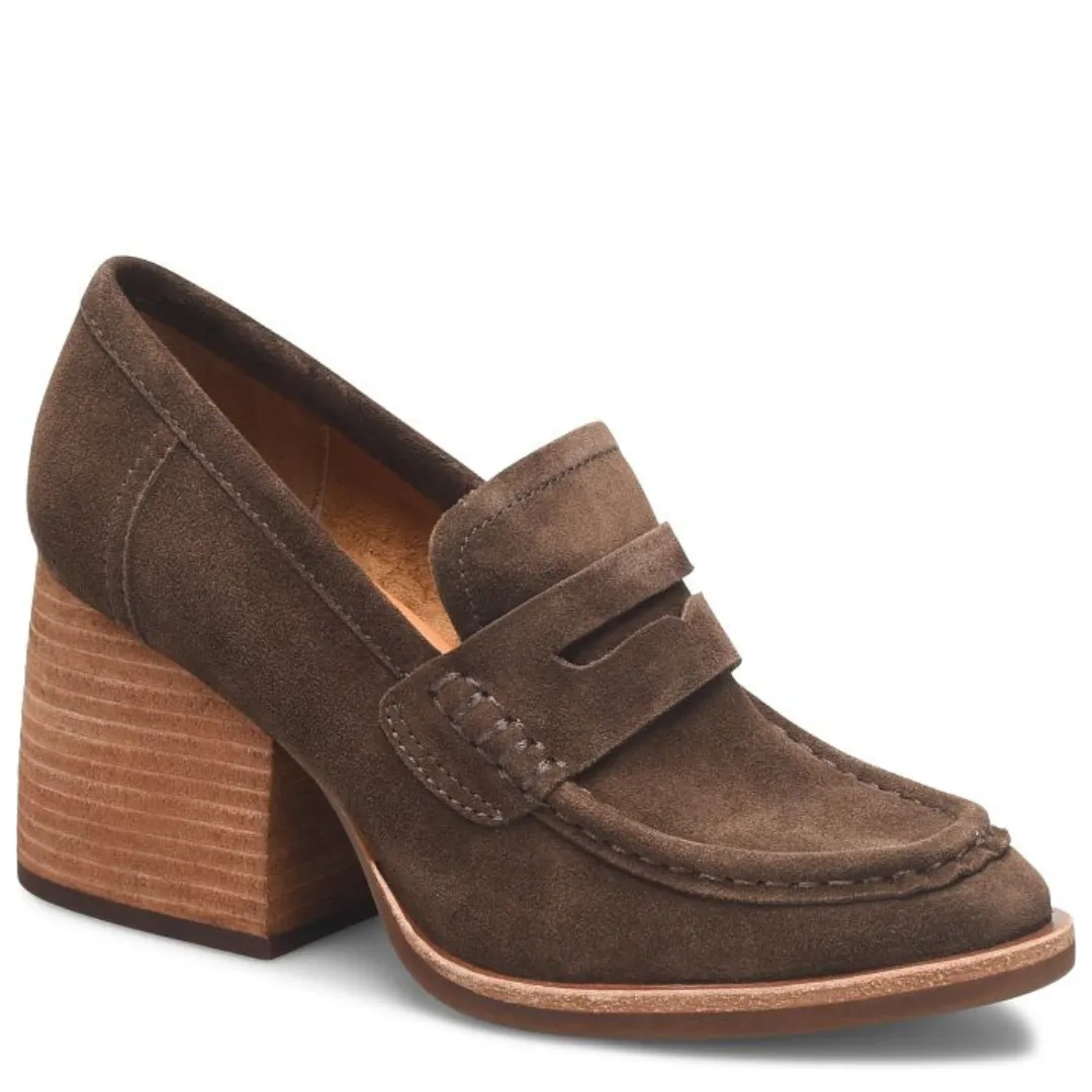 Modeste Heeled Loafer - Dark Castagno Suede