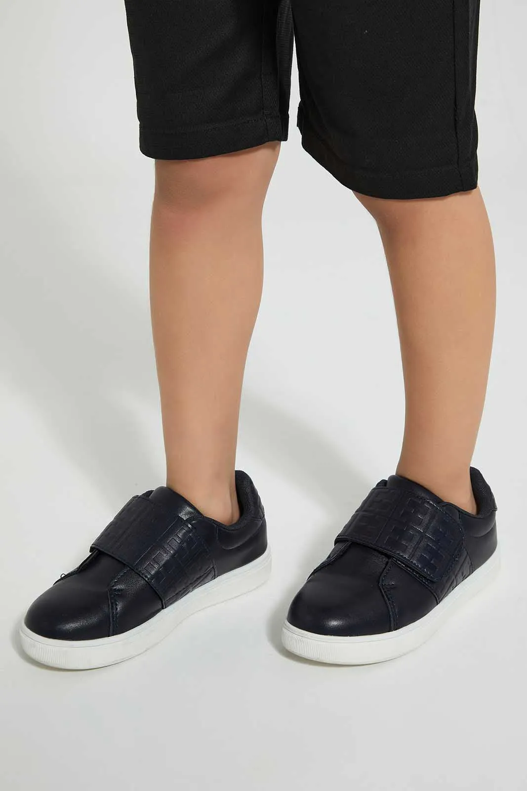 Navy Monogram Velcro Sneaker