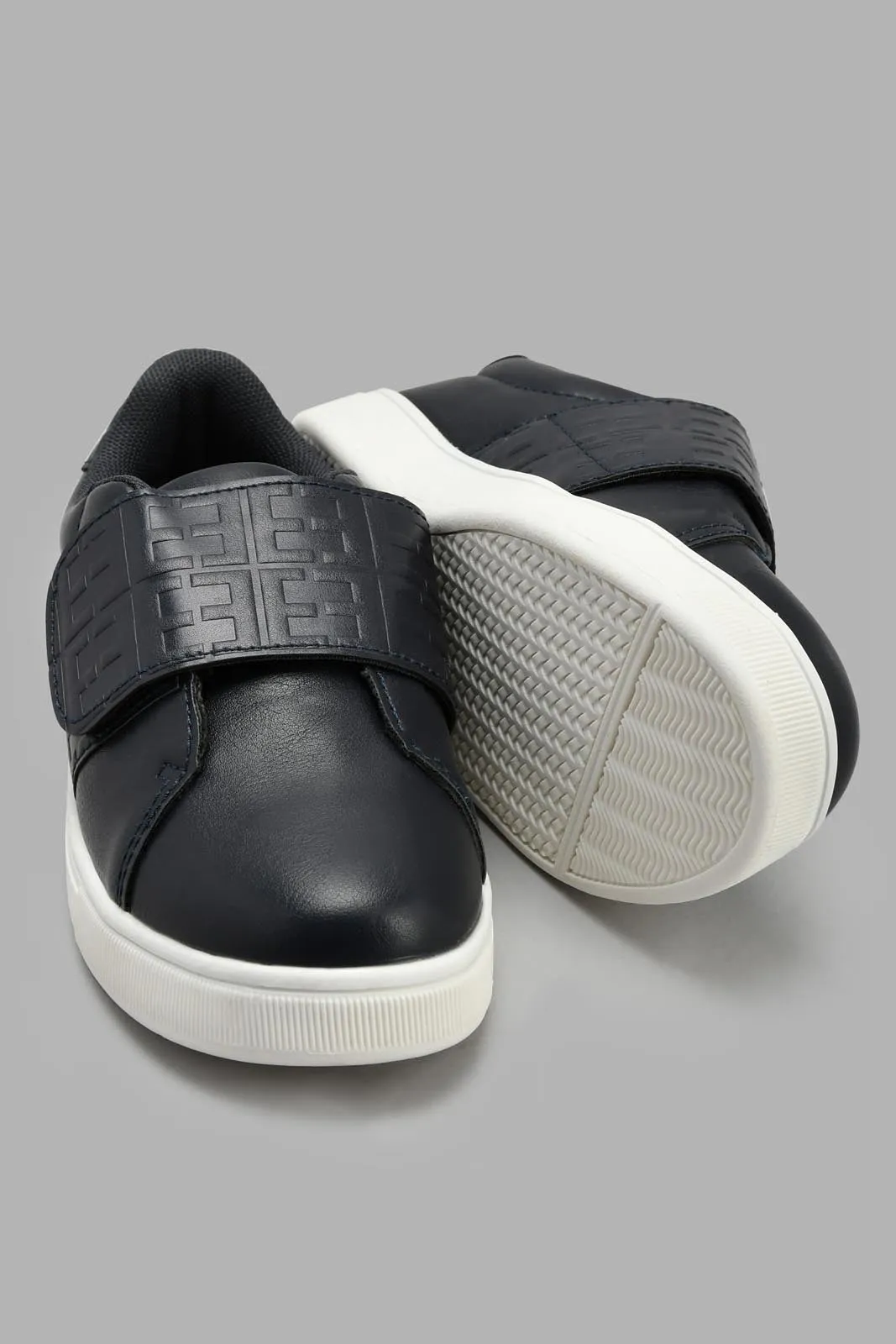 Navy Monogram Velcro Sneaker