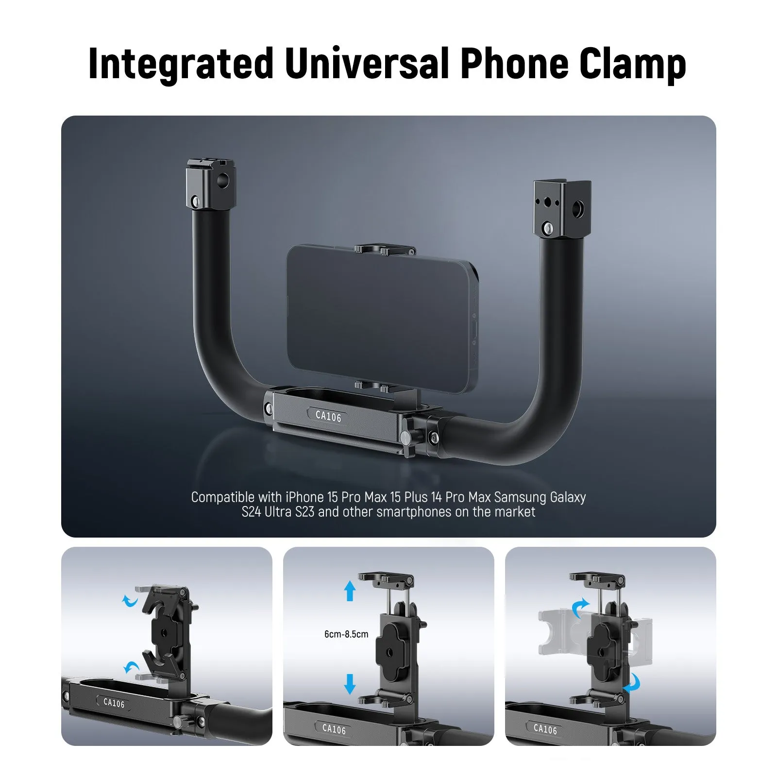 NEEWER Phone Stabilizer Camera Rig, Handheld Metal Phone Tripod Mount