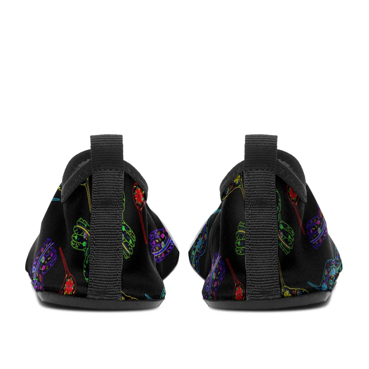 Neon Floral Hummingbirds Sockamoccs Kid's Sockamoccs Slip On Shoes