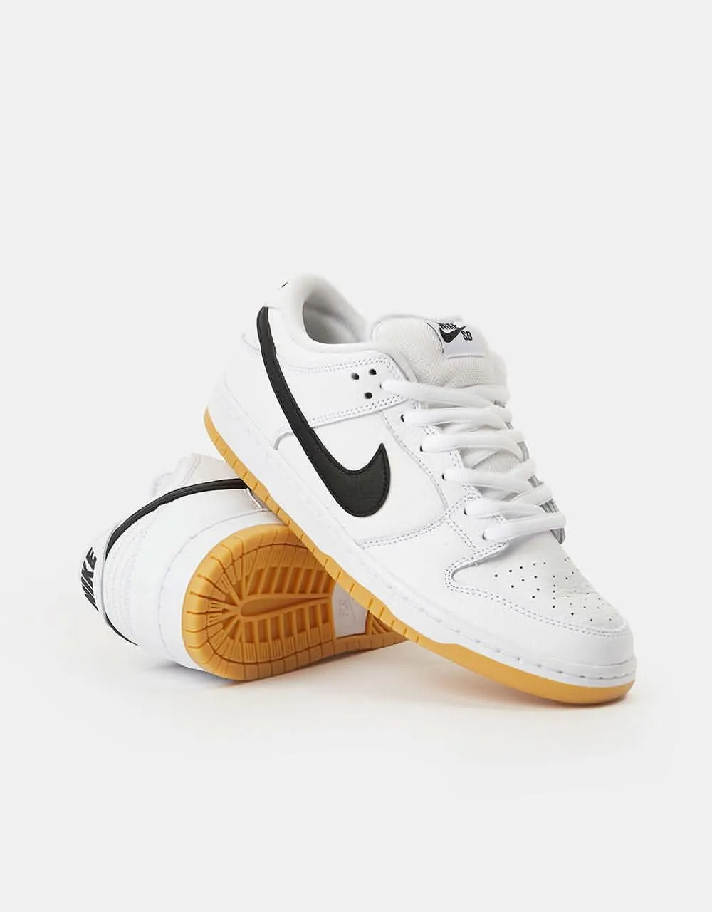 Nike SB Dunk Low Pro Premium Skate Shoes - White/Black-White-Gum Light Brown