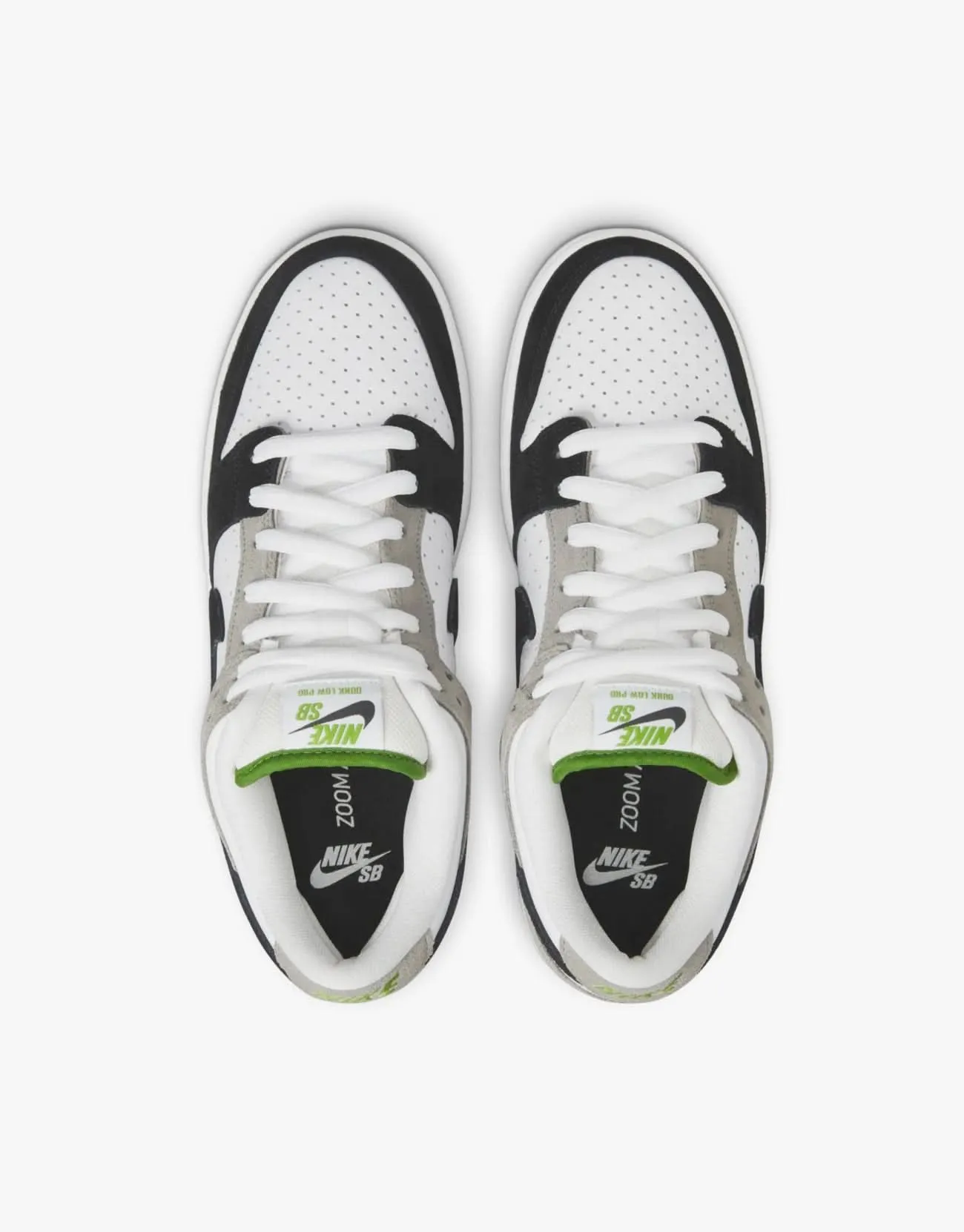 Nike SB Dunk Low Pro Skate Shoes - Medium Grey/Black-White-Chlorophyll