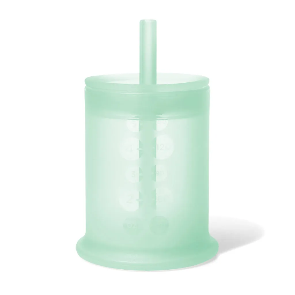 OlaBaby Silicone Training Cup with Lid and Straw - Mint