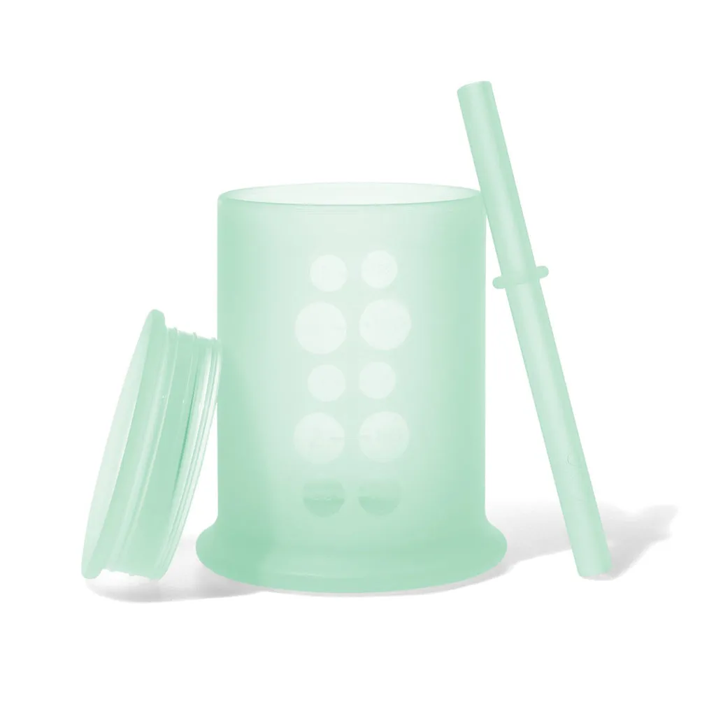 OlaBaby Silicone Training Cup with Lid and Straw - Mint