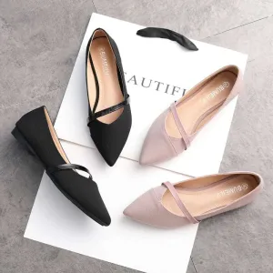 Pointed Toe extra strap Flat Shoes