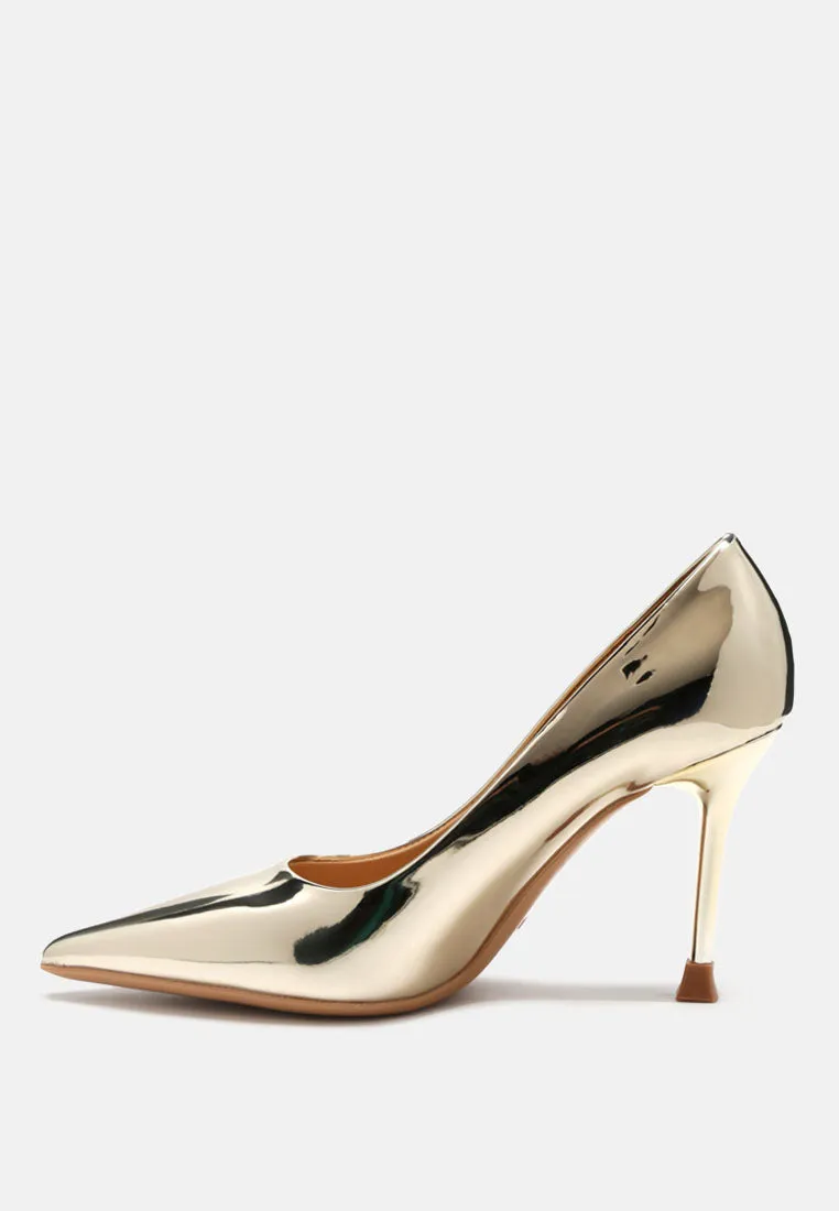 poudre metallic stiletto faux leathermp shoes