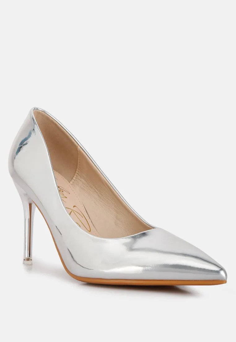 poudre metallic stiletto faux leathermp shoes