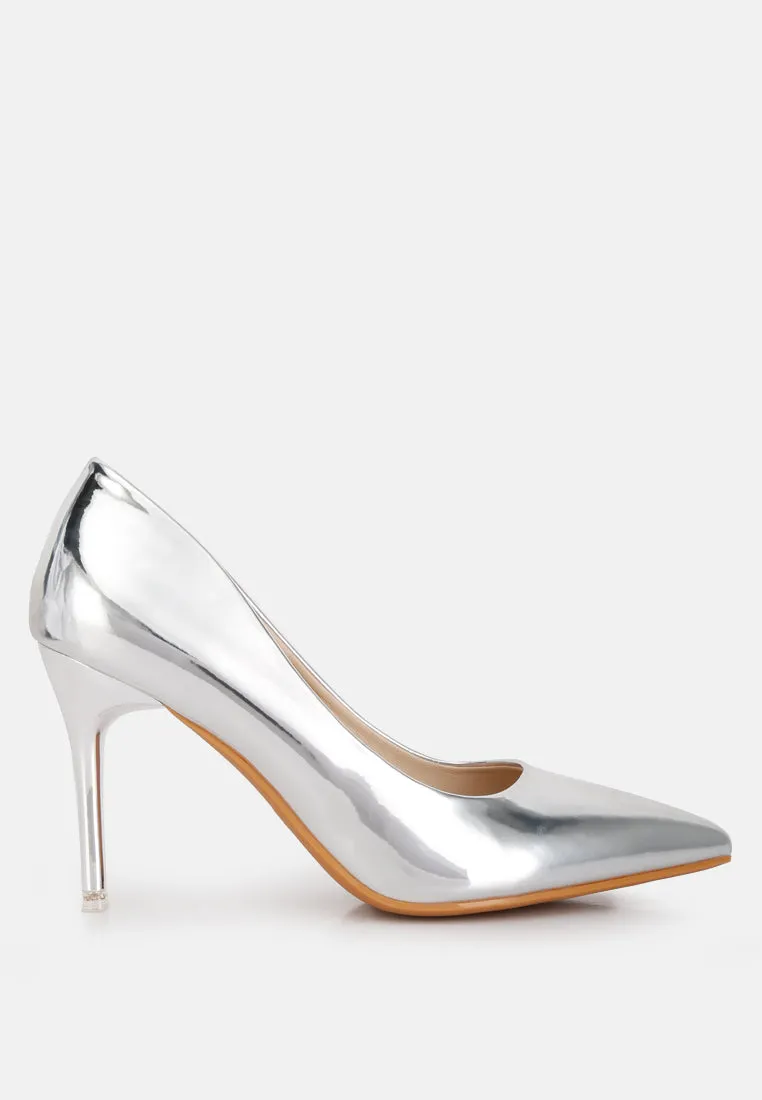 poudre metallic stiletto faux leathermp shoes