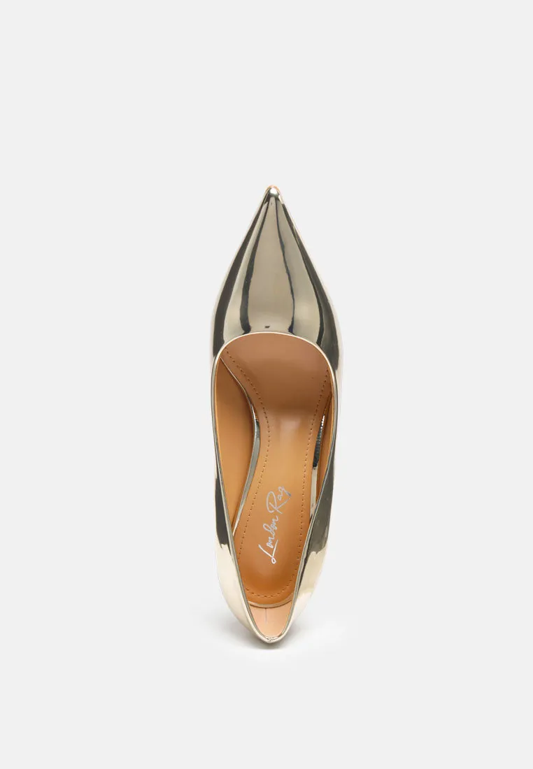 poudre metallic stiletto faux leathermp shoes