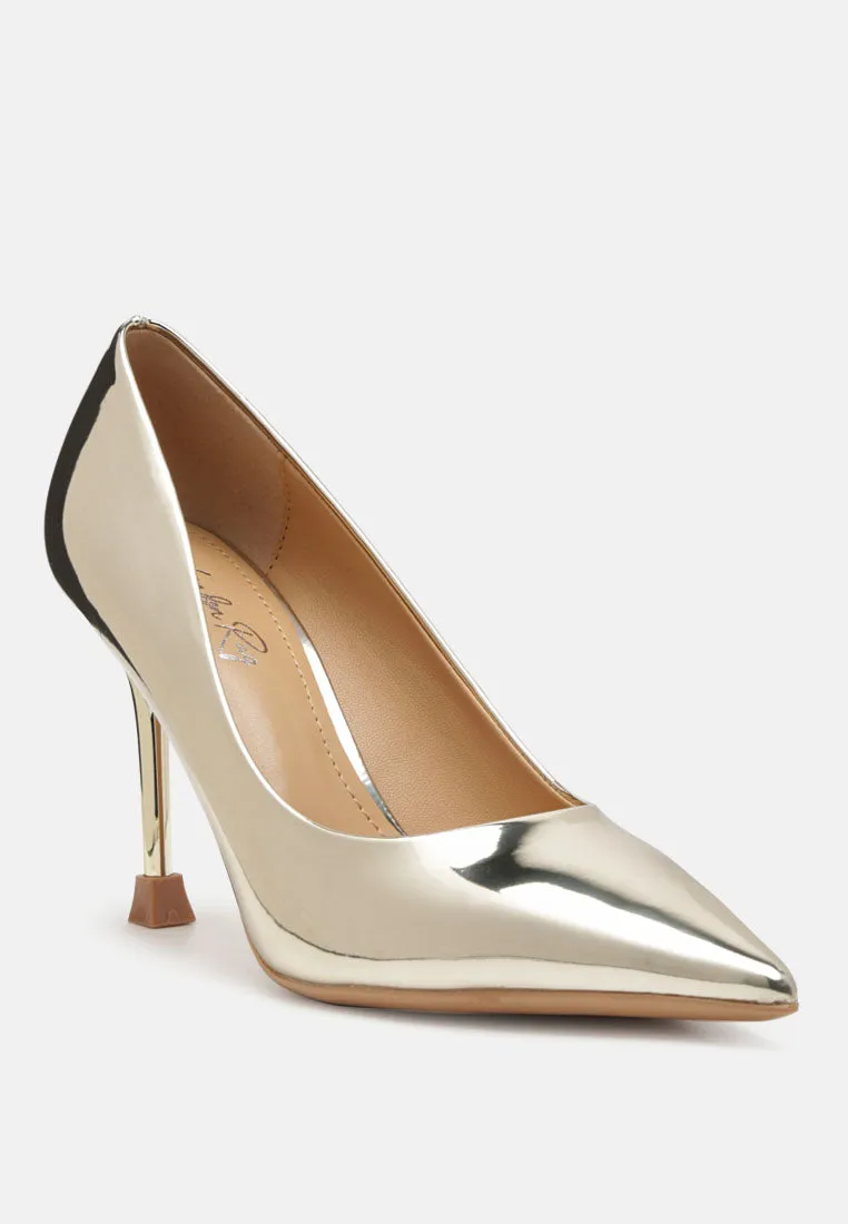 poudre metallic stiletto faux leathermp shoes