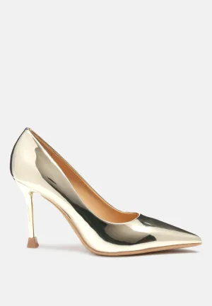 poudre metallic stiletto faux leathermp shoes