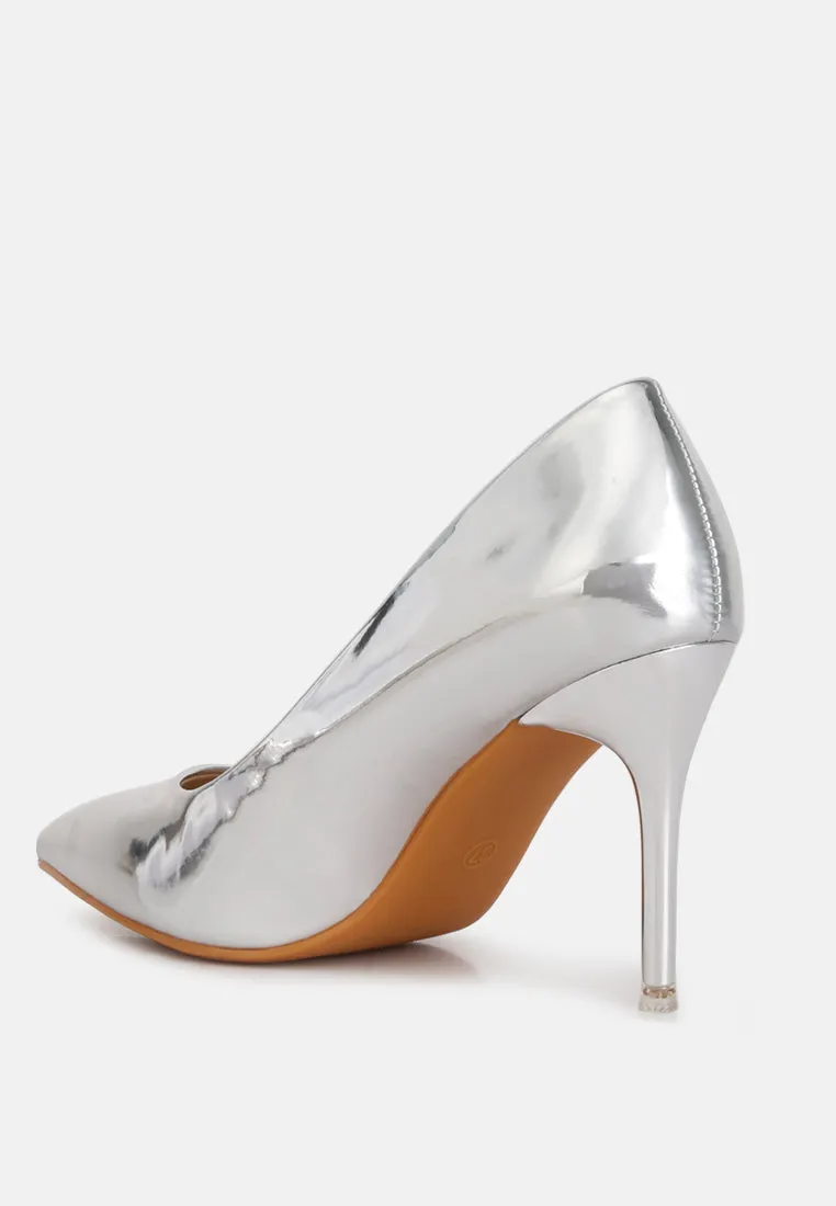 poudre metallic stiletto faux leathermp shoes