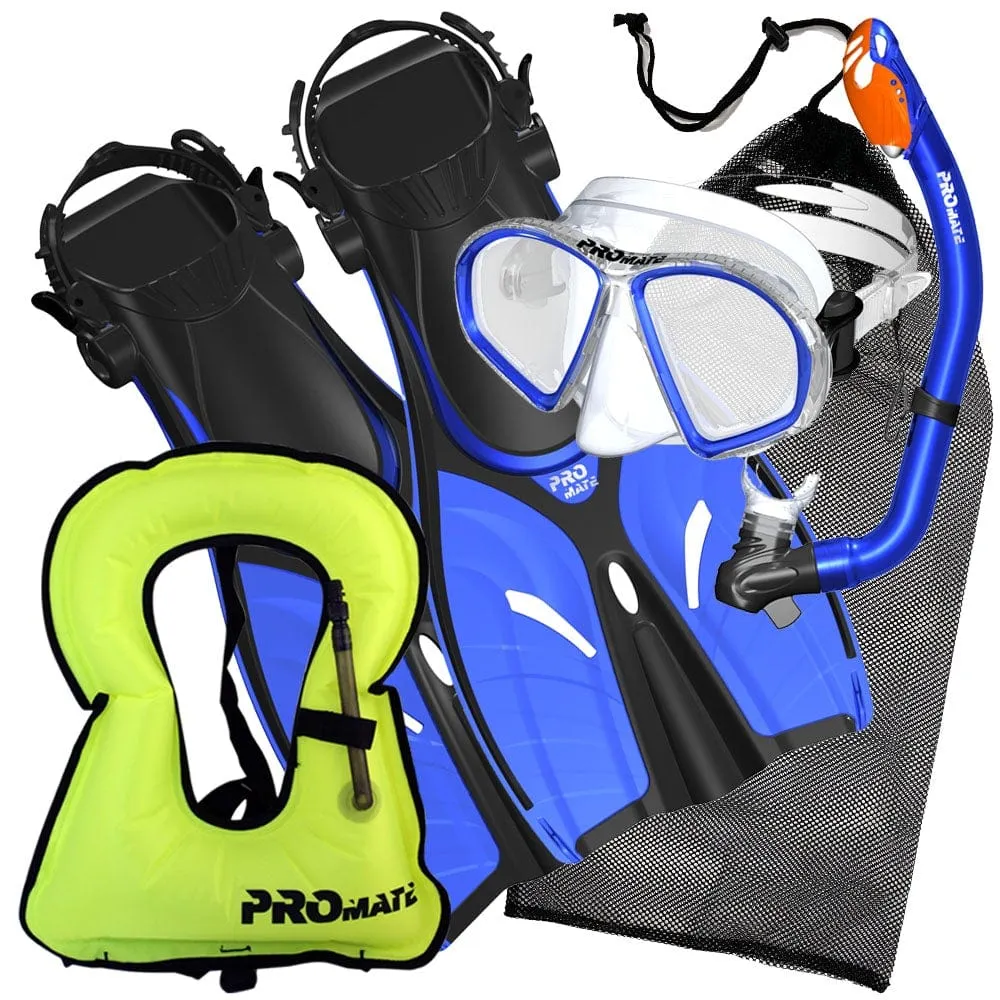 Promate Spectrum Jr. Snorkel Combo Set with Snorkeling Fins With Snorkel Vest Jacket - SCS0098  SV01