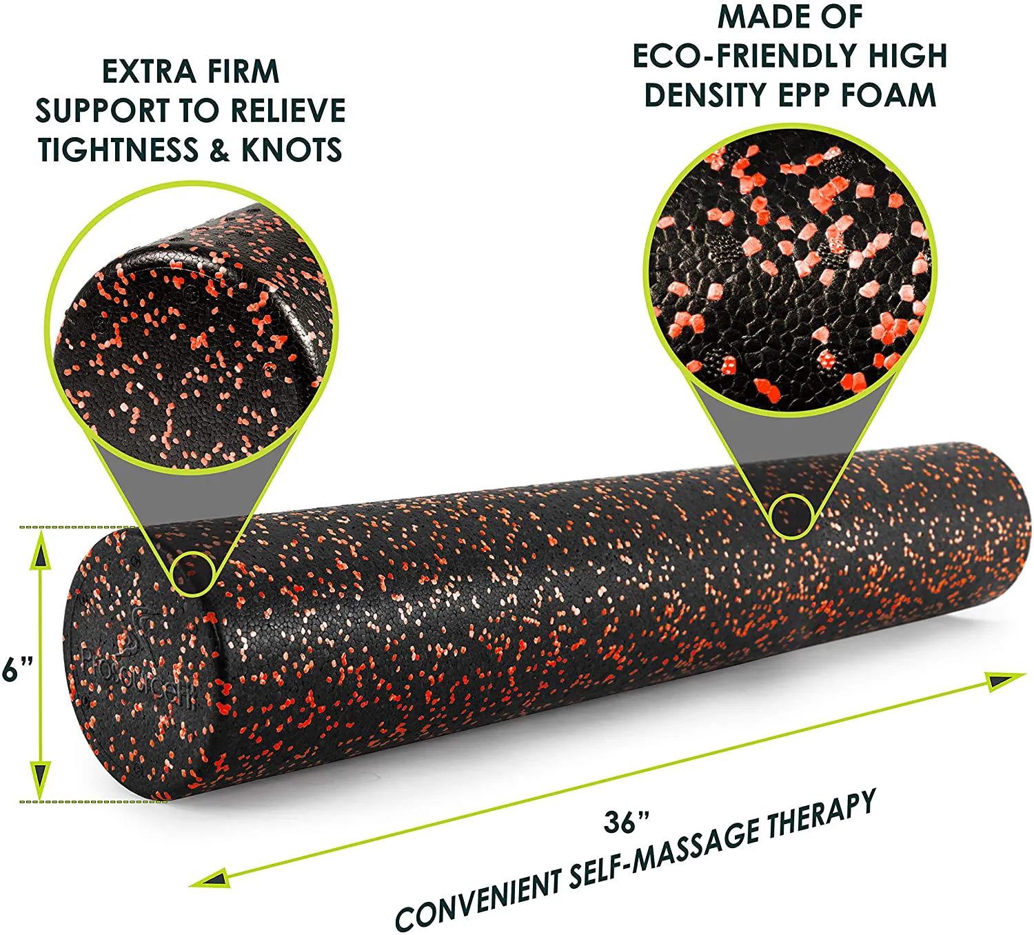 ProsourceFit High Density Speckled Black Foam Rollers