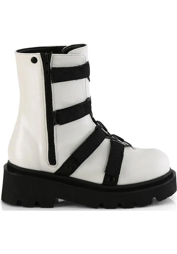 RENEGADE-50 [White Vegan Leather-Nylon] | BOOTS [PREORDER]