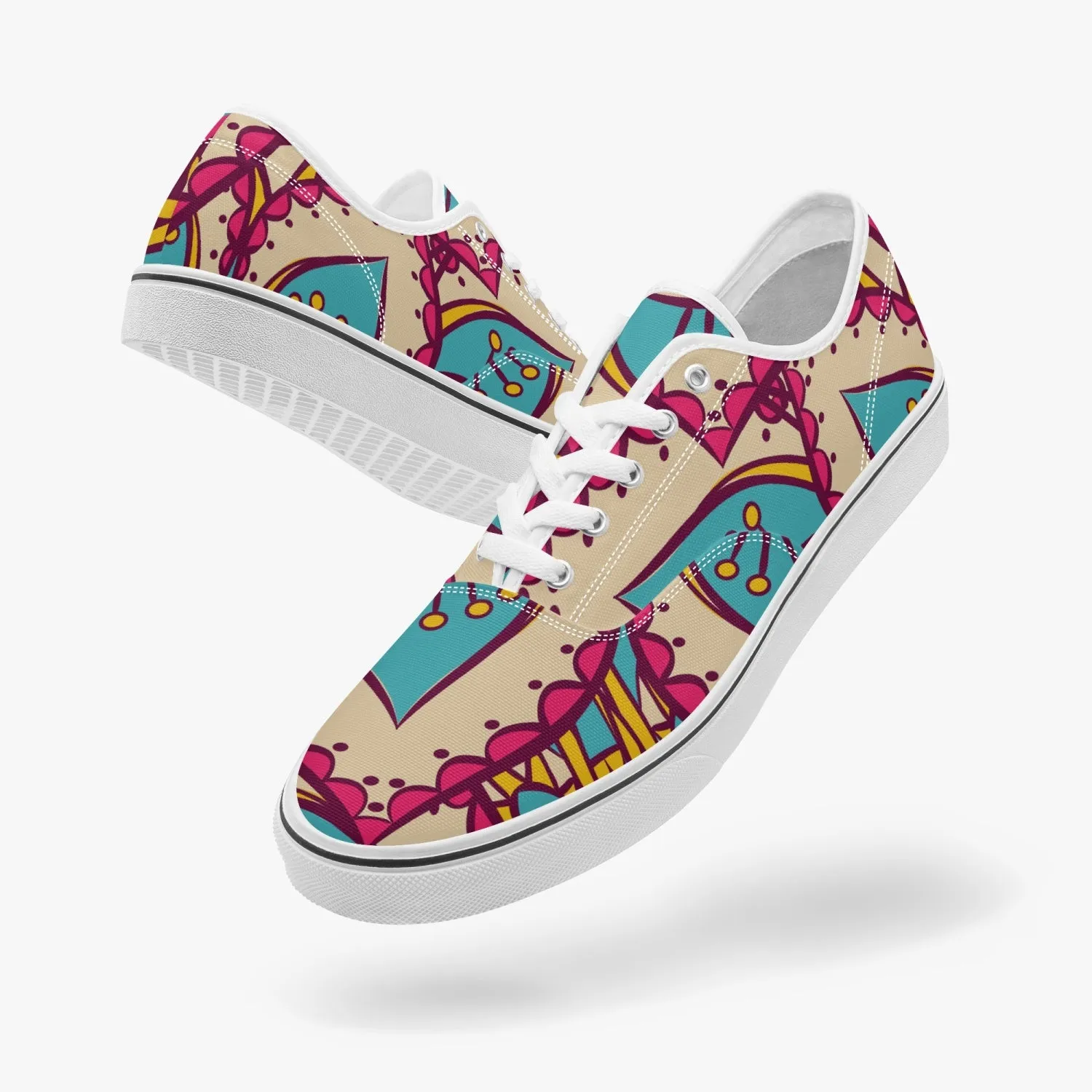 Roads to India - women sneakers with mandala art - Black/white