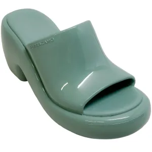 Salvatore Ferragamo 55mm Light Sage Chunky Rubber Open Toe Slides