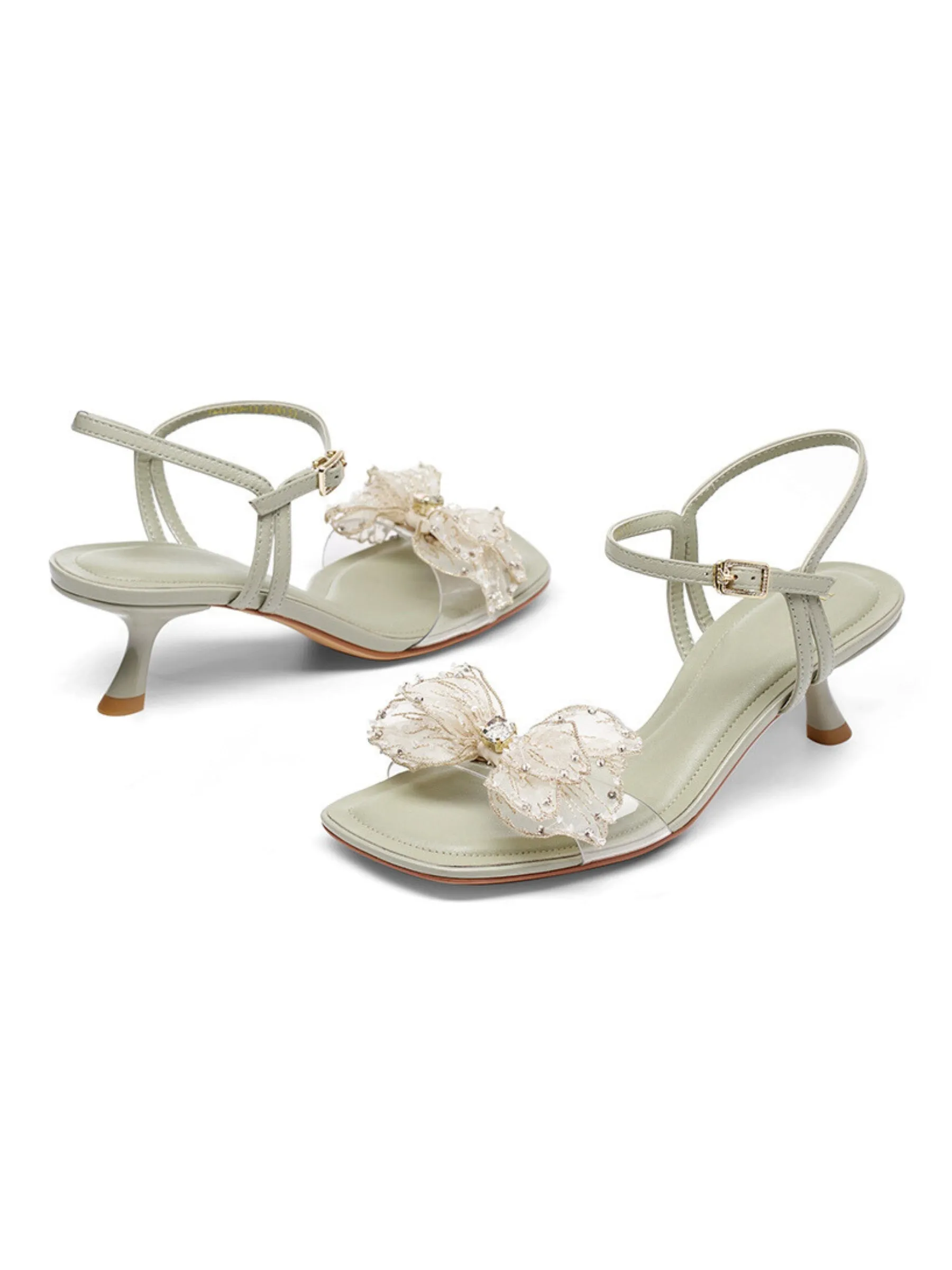 Samora Bow Sandals in Sage Green