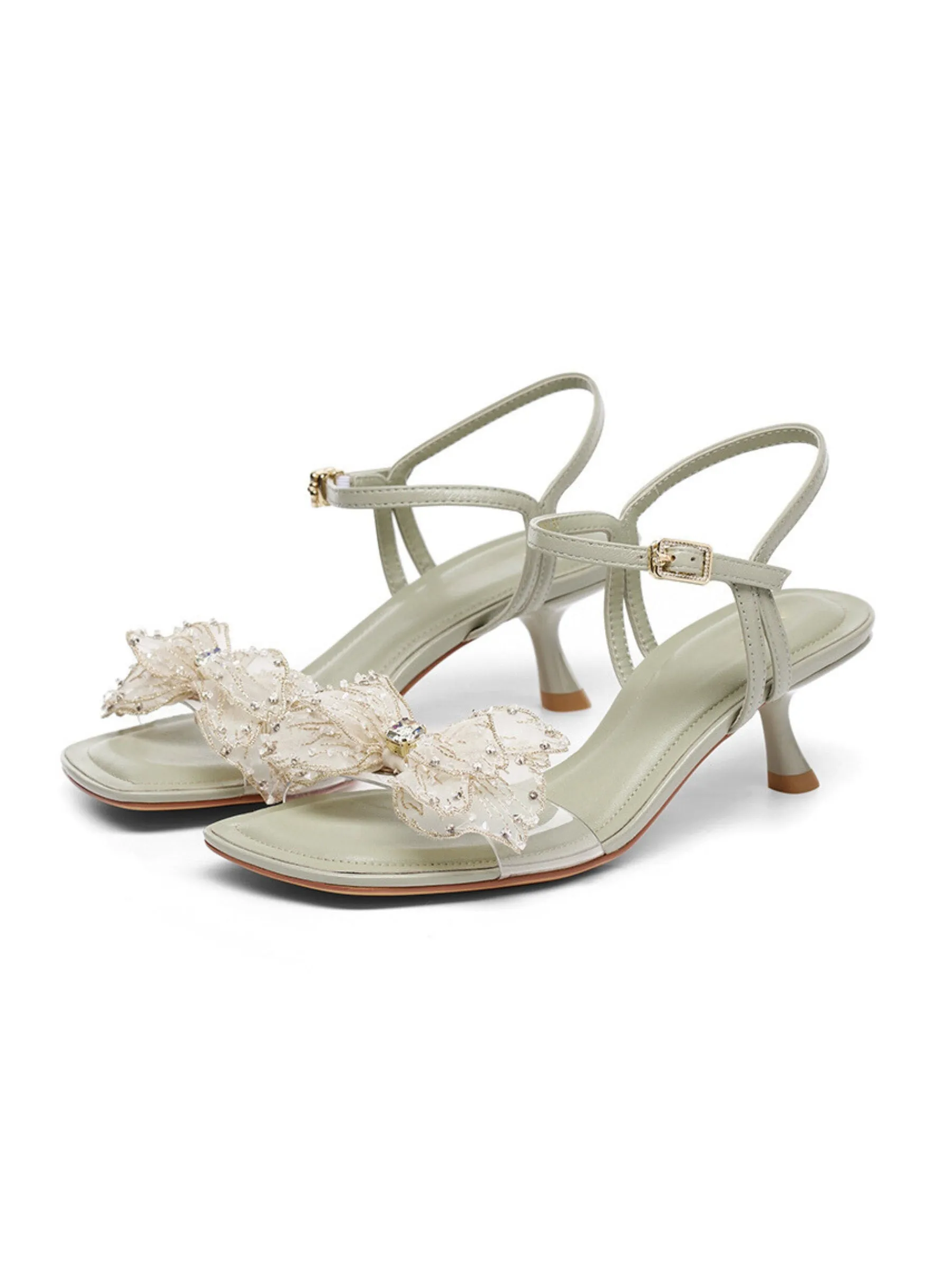 Samora Bow Sandals in Sage Green