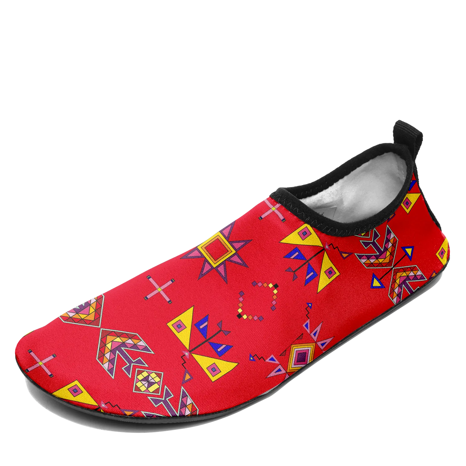 Scattered Generations Red Kid's Sockamoccs Slip On Shoes