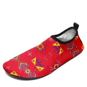 Scattered Generations Red Kid's Sockamoccs Slip On Shoes